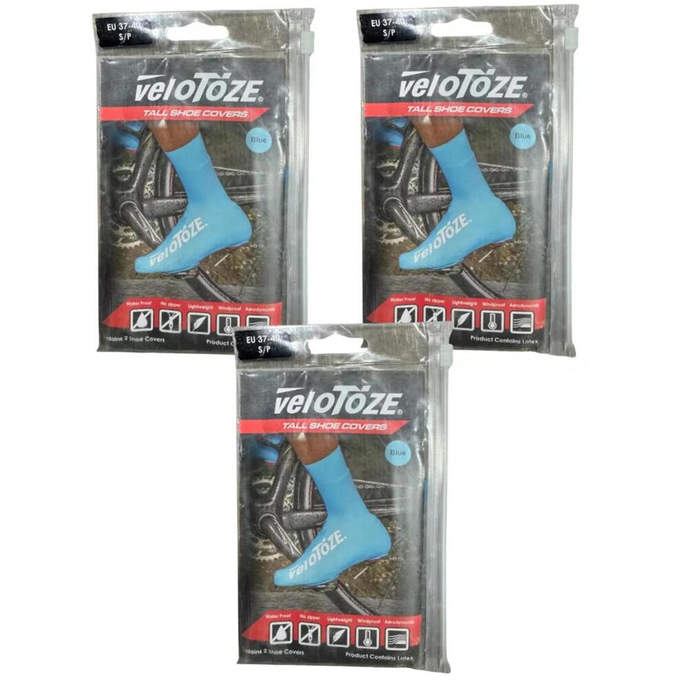 (3 Pack) VeloToze Tall Overshoes Blue Latex EU 37–40 Waterproof S/P